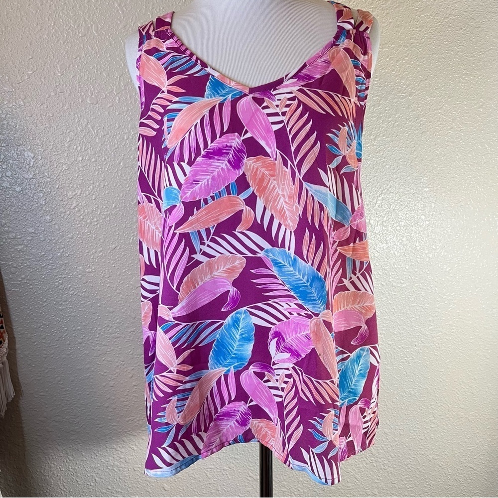 Pink Rose Strappy Flowy Tank Top Women’s size L